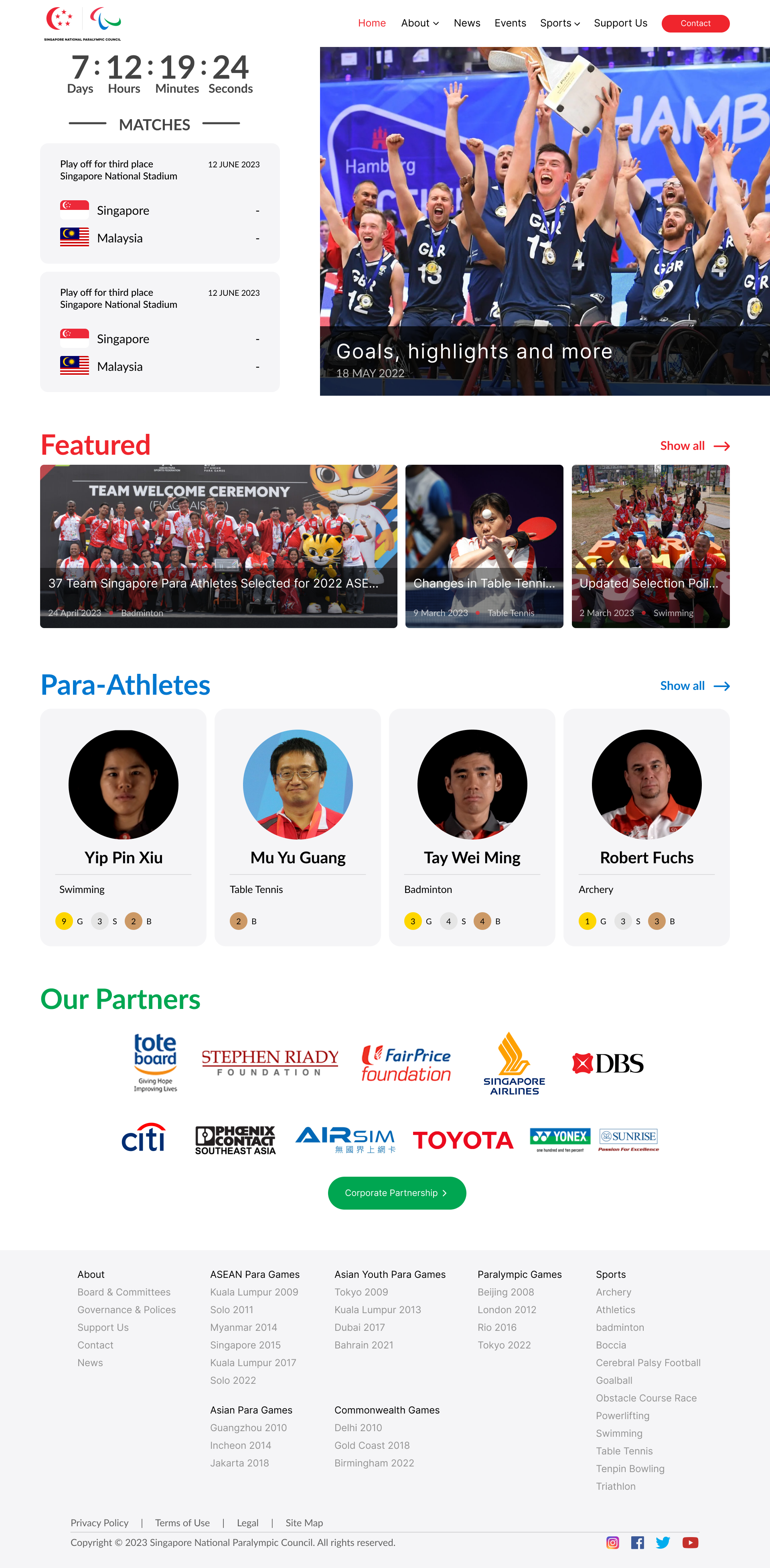 Singapore National Paralympics Council website design